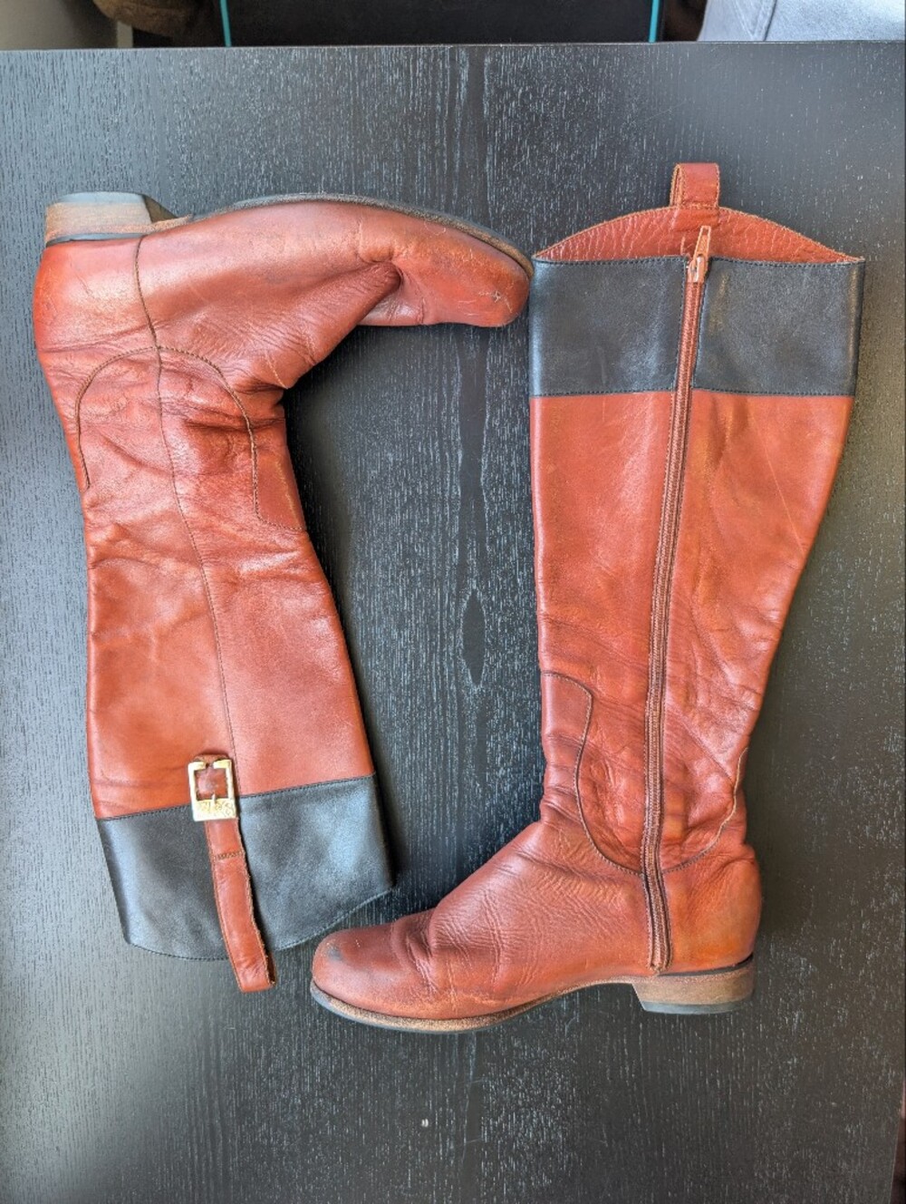 [Flawed] Poppy Barley  Two-Tone Leather Boots